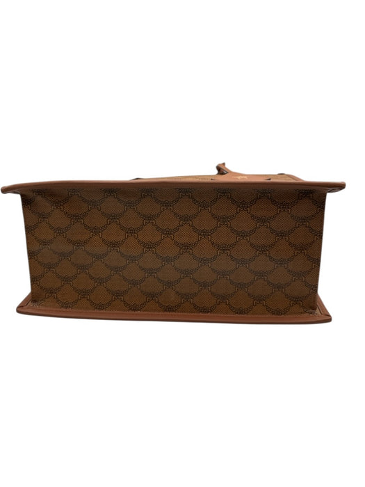 MCM Brown Coated Canvas Leather Detail Monogram Multiple Straps Tote Bag Brown