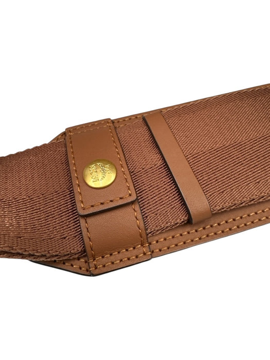 MCM Brown Coated Canvas Leather Detail Monogram Multiple Straps Tote Bag Brown