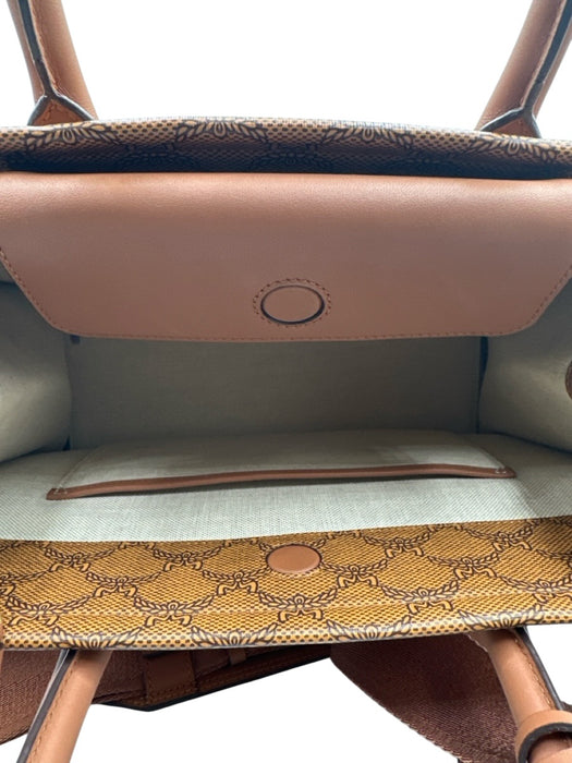 MCM Brown Coated Canvas Leather Detail Monogram Multiple Straps Tote Bag Brown