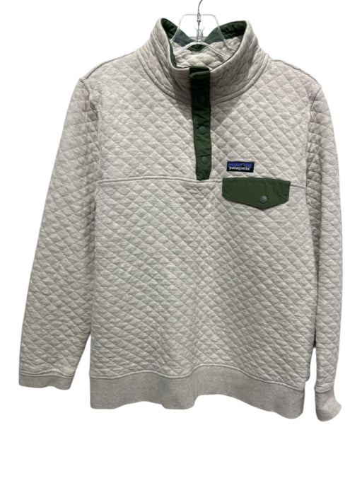 Patagonia Size M Grey Cotton Blend 1/4 Button Quilted Mock Neck Jacket Grey / M