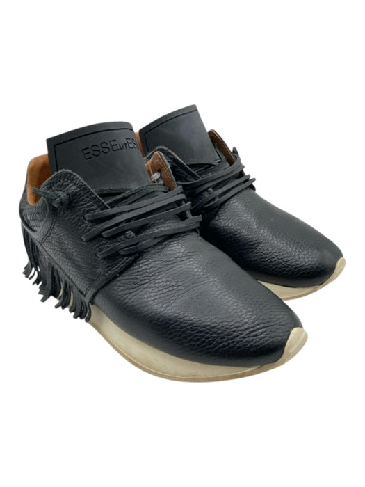 Esseutesse Shoe Size 37 Black Leather Lace Up Fringe Detail Platform Shoes Black / 37