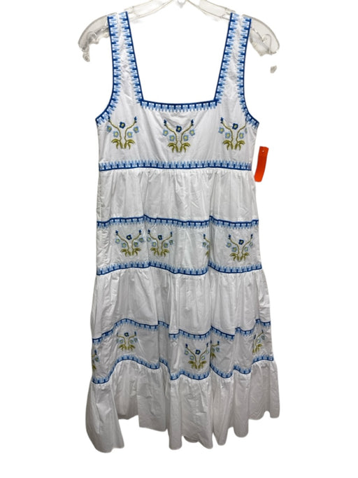 English Factory Size S Blue & White Cotton Floral Embroidered Square Neck Dress Blue & White / S