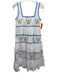 English Factory Size S Blue & White Cotton Floral Embroidered Square Neck Dress Blue & White / S
