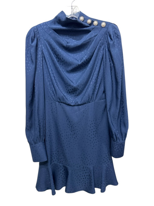 Aqua Size S Navy Poly Blend Cowl Bodice Button Detail Long Sleeve Dress Navy / S