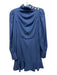 Aqua Size S Navy Poly Blend Cowl Bodice Button Detail Long Sleeve Dress Navy / S