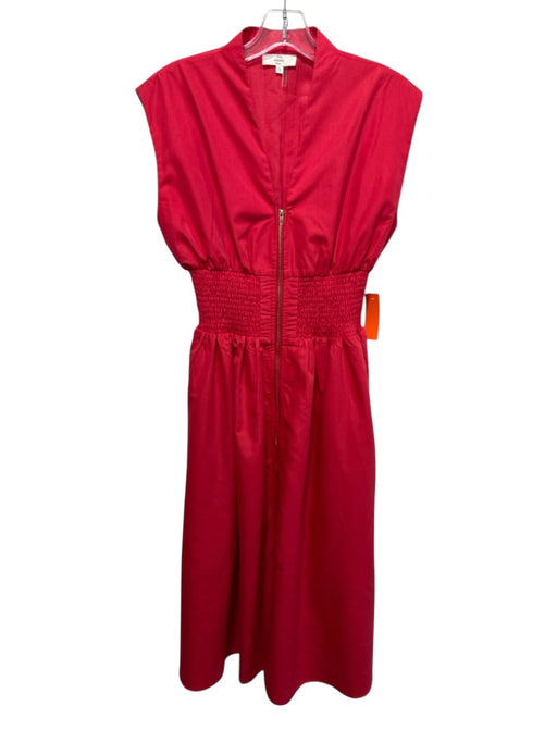 Entro Size S Red Poly Blend Smocked Waist Band Zip Front Maxi Sleeveless Dress Red / S