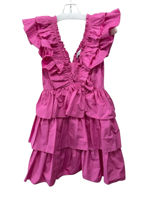 Hunter Bell Size 4 Pink Polyester Sleeveless Tiered Skirt Mini Zip Back Dress Pink / 4