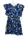 LeLe Size S Blue & Tan Cotton V Neck Sleeveless Floral Mini Dress Blue & Tan / S