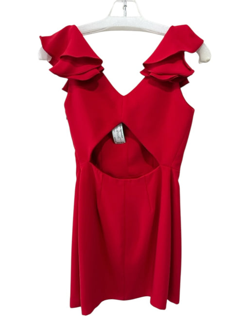 Amanda Uprichard Size S Red Polyester Sleeveless Ruffle Shoulder Detail Dress Red / S