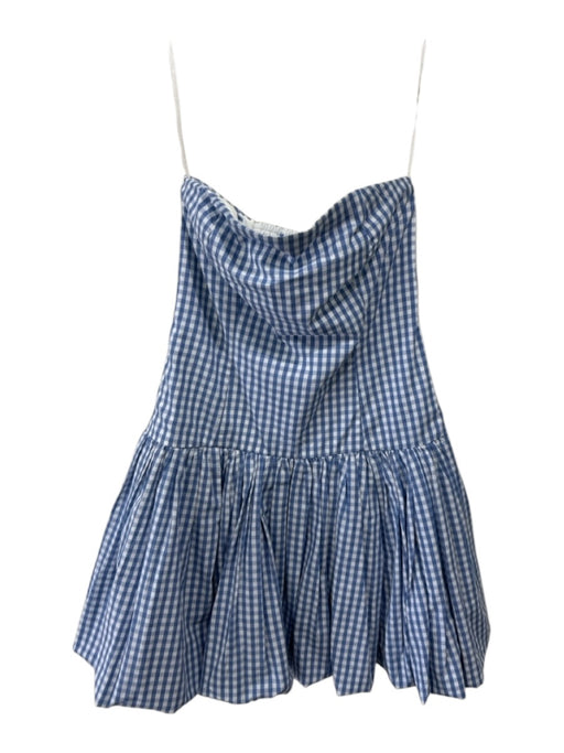 Abercrombie & Fitch Size S Blue & White Cotton Blend Zip Back Gingham Mini Dress Blue & White / S