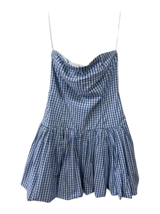 Abercrombie & Fitch Size S Blue & White Cotton Blend Zip Back Gingham Mini Dress Blue & White / S