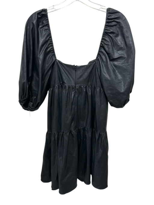 Amanda Uprichard Size S Black Viscose & Polyurethane Pleather Empire Waist Dress Black / S