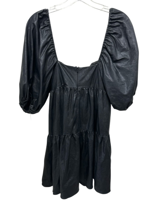 Amanda Uprichard Size S Black Viscose & Polyurethane Pleather Empire Waist Dress Black / S