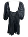 Amanda Uprichard Size S Black Viscose & Polyurethane Pleather Empire Waist Dress Black / S