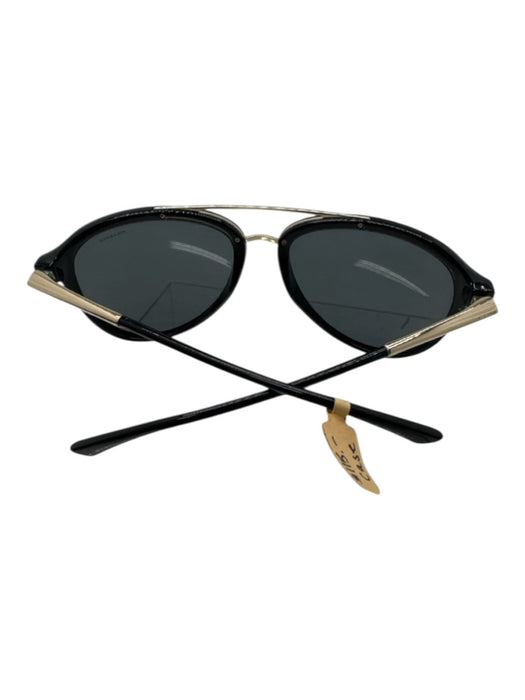 Versace Black & Gold Acetate & Metal Gray Lenses Polarized Aviator Sunglasses Black & Gold