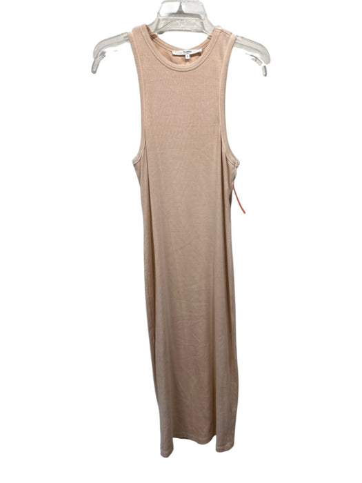 Tularosa Size L Peach Beige Cotton Sleeveless Rib Knit Stretch Midi Dress Peach Beige / L