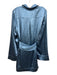 Camila Coelho Size M Blue Polyester Satin Long Sleeve Buttons Mini Dress Blue / M