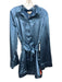Camila Coelho Size M Blue Polyester Satin Long Sleeve Buttons Mini Dress Blue / M