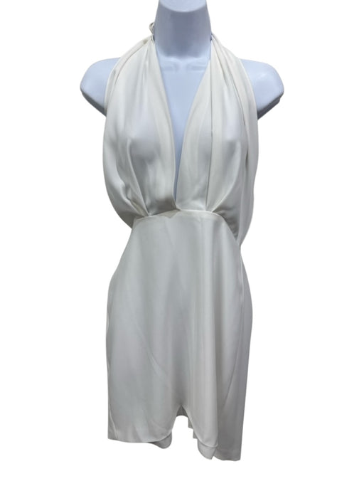 Amanda Uprichard Size M White Polyester Sleeveless Halter Top Deep v neck Dress White / M