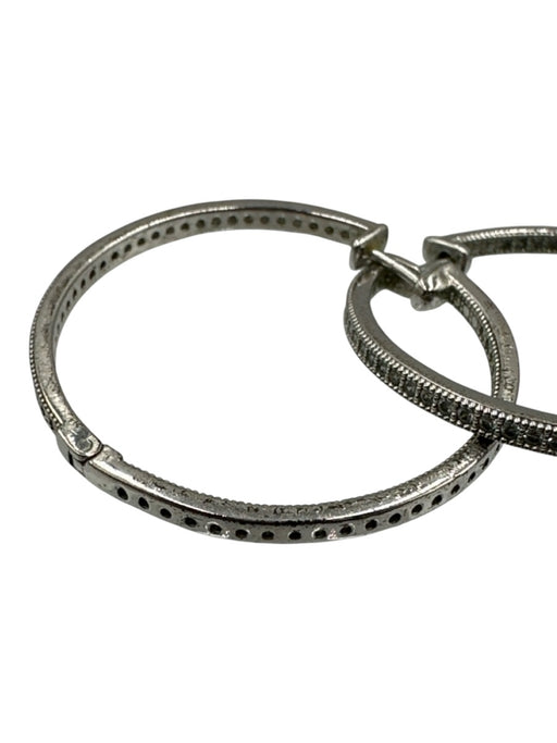 Lafonn Silver Pave Diamonds 925 Hoop Earrings Silver