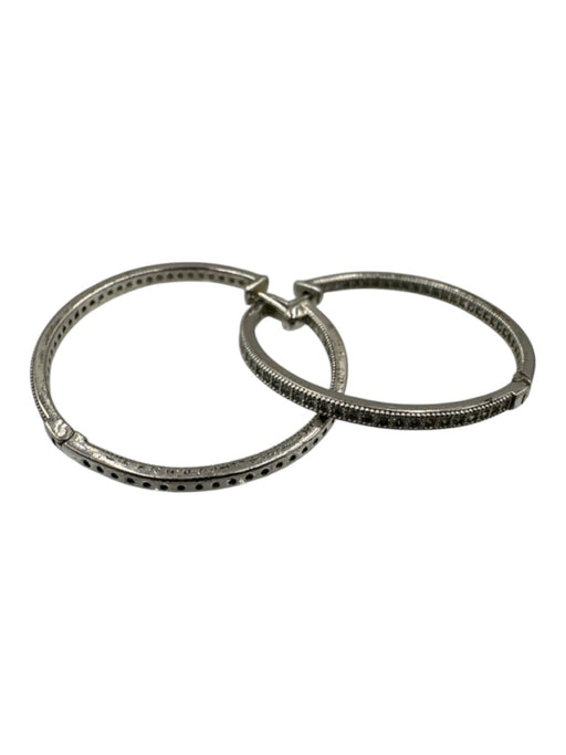 Lafonn Silver Pave Diamonds 925 Hoop Earrings Silver