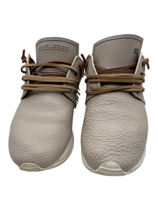 Esse Ut Esse Shoe Size 37 Taupe & Tan Leather Round Toe Cord Lace Up Sneakers Taupe & Tan / 37