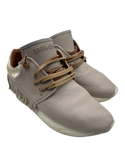 Esse Ut Esse Shoe Size 37 Taupe & Tan Leather Round Toe Cord Lace Up Sneakers Taupe & Tan / 37