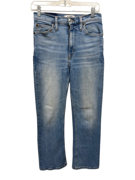 RE/DONE Size 26 Light Wash Cotton Blend High Waist Straight Leg Faded Jeans Light Wash / 26