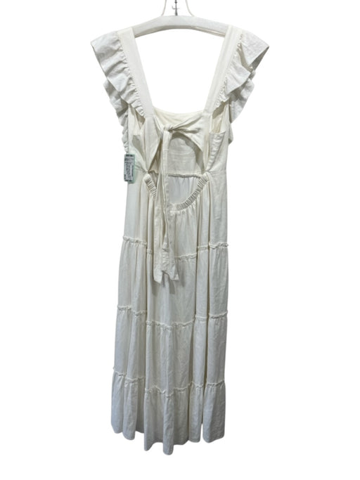 Show Me Your Mumu Size S White Linen & Rayon Ruffle Strap Square Neck Dress White / S