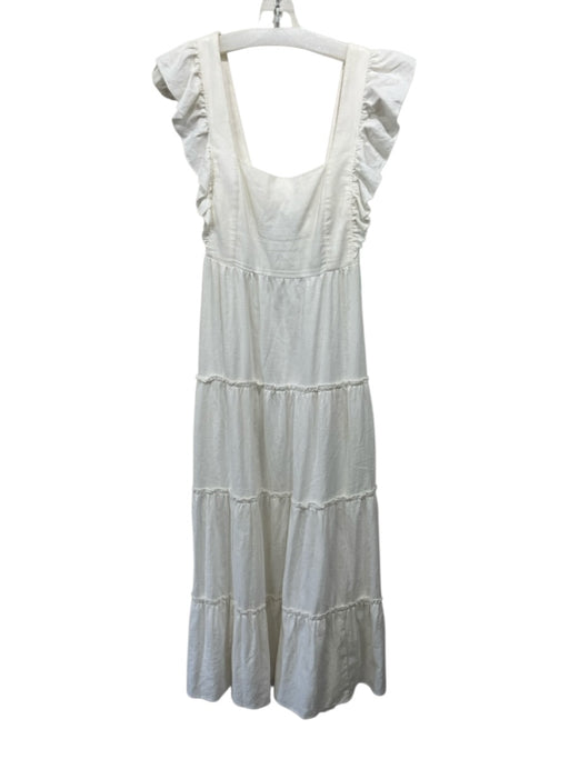 Show Me Your Mumu Size S White Linen & Rayon Ruffle Strap Square Neck Dress White / S