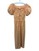 A.L.C. Size XS Orange Cream Linen & Polyamide Short Puff Sleeve Smocked Dress Orange Cream / XS