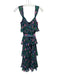 Diane Von Furstenberg Size XS Navy Blue, Green & Pink Polyester Floral Dress Navy Blue, Green & Pink / XS