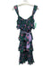 Diane Von Furstenberg Size XS Navy Blue, Green & Pink Polyester Floral Dress Navy Blue, Green & Pink / XS