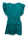 Ulla Johnson Size XS Turquoise Blue & Green Cotton Flutter Cap sleeve Dress Turquoise Blue & Green / XS