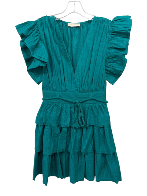 Ulla Johnson Size XS Turquoise Blue & Green Cotton Flutter Cap sleeve Dress Turquoise Blue & Green / XS