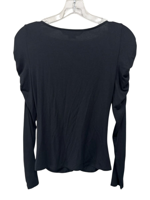Veronica Beard Size XS Black Modal Long Sleeve Scoop Neck Gathered Top Black / XS