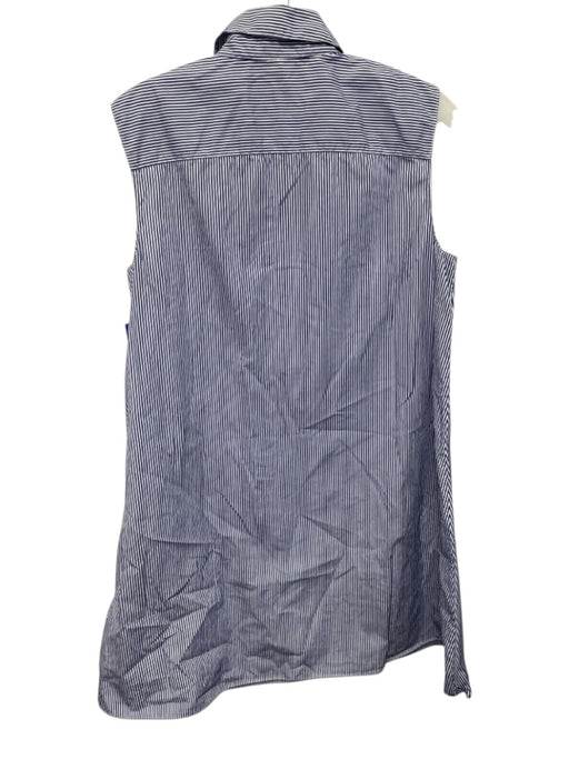Theory Size P Blue & White Cotton Sleeveless Stripe Buttons Knee length Dress Blue & White / P