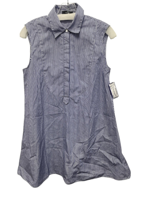 Theory Size P Blue & White Cotton Sleeveless Stripe Buttons Knee length Dress Blue & White / P