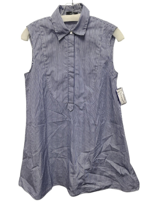 Theory Size P Blue & White Cotton Sleeveless Stripe Buttons Knee length Dress Blue & White / P