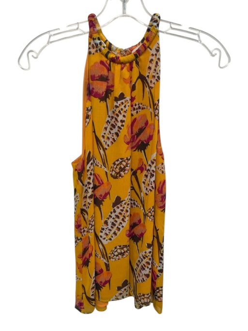 A.L.C. Size 0 Yellow, Pink, Multi Silk Sleeveless Floral Print Halter Neck Top Yellow, Pink, Multi / 0