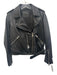 All Saints Size 4 Black Leather Exposed Zippers Lapel Belt Inc. Moto Jacket Black / 4