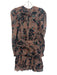 Ulla Johnson Size 0 Peach, Black & Multi Silk Chiffon Floral V Neck Dress Peach, Black & Multi / 0