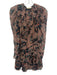 Ulla Johnson Size 0 Peach, Black & Multi Silk Chiffon Floral V Neck Dress Peach, Black & Multi / 0