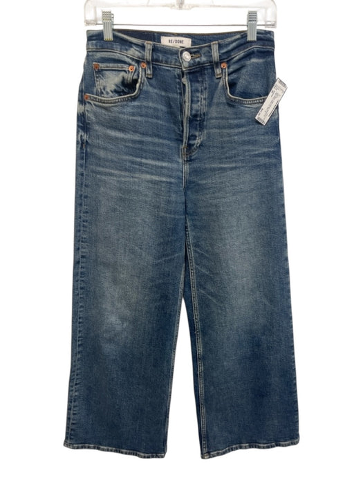 RE/DONE Size 26 Med Wash Cotton Denim Whiskering High Waist Button Fly Jeans Med Wash / 26