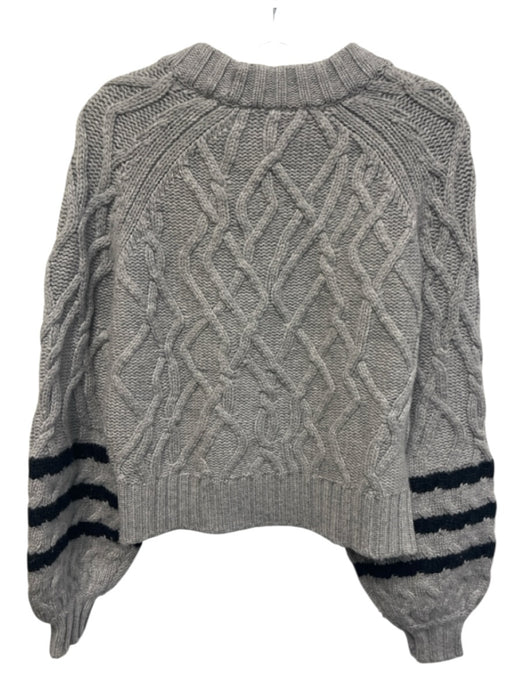 Naadam Size XS Gray & Black Merino & Cashmere Cable Knit Stripe Detail Sweater Gray & Black / XS