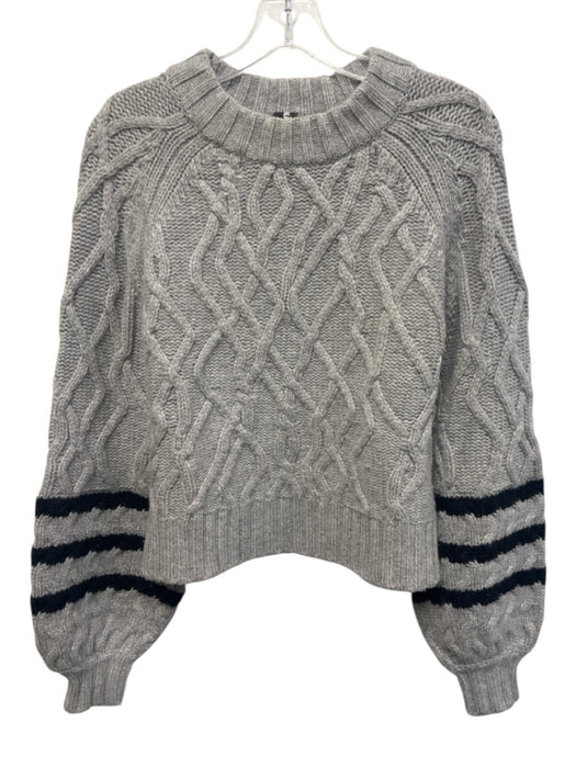 Naadam Size XS Gray & Black Merino & Cashmere Cable Knit Stripe Detail Sweater Gray & Black / XS