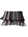 Missoni Purple, Brown & Black Wool Blend Zig Zag Fringe Rectangle Knit scarf Purple, Brown & Black / Medium