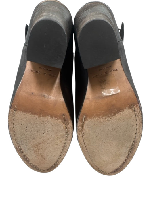 Rag & Bone Shoe Size 38.5 Black Leather Round Toe Cap Toe Stack Heel Booties Black / 38.5