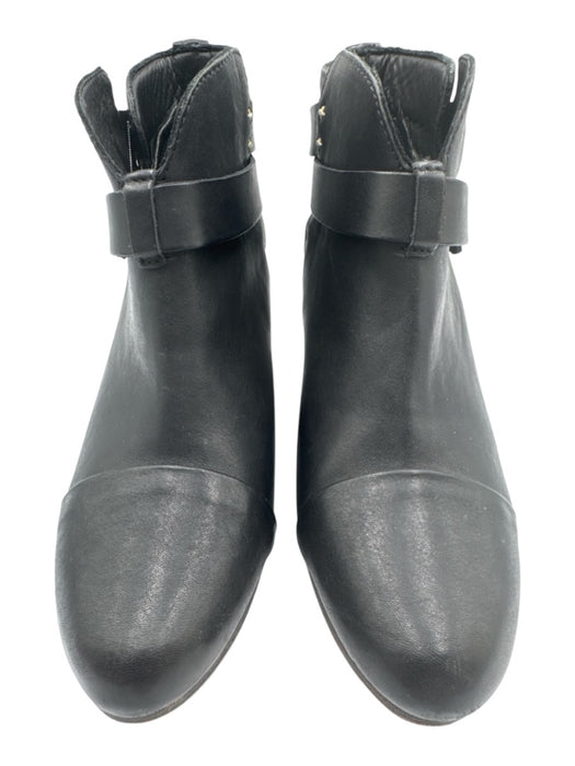 Rag & Bone Shoe Size 38.5 Black Leather Round Toe Cap Toe Stack Heel Booties Black / 38.5