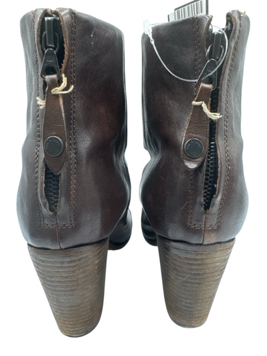 Rag & Bone Shoe Size 38 Brown Leather Round Toe Cap Toe Stack Heel Booties Brown / 38